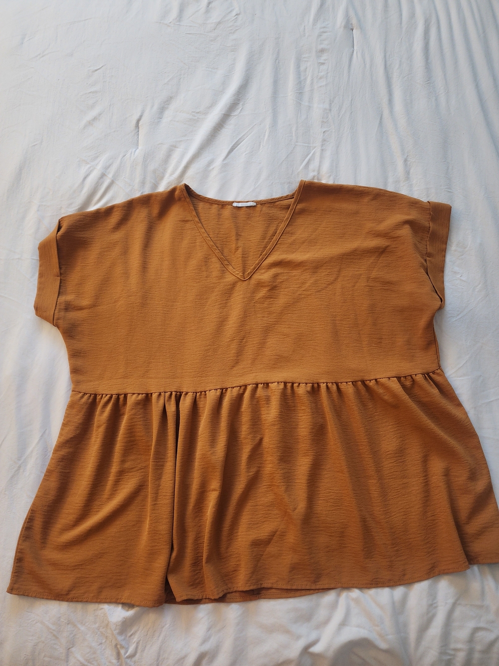 Chic Soul V-Neck Peplum Tunic - Mustard